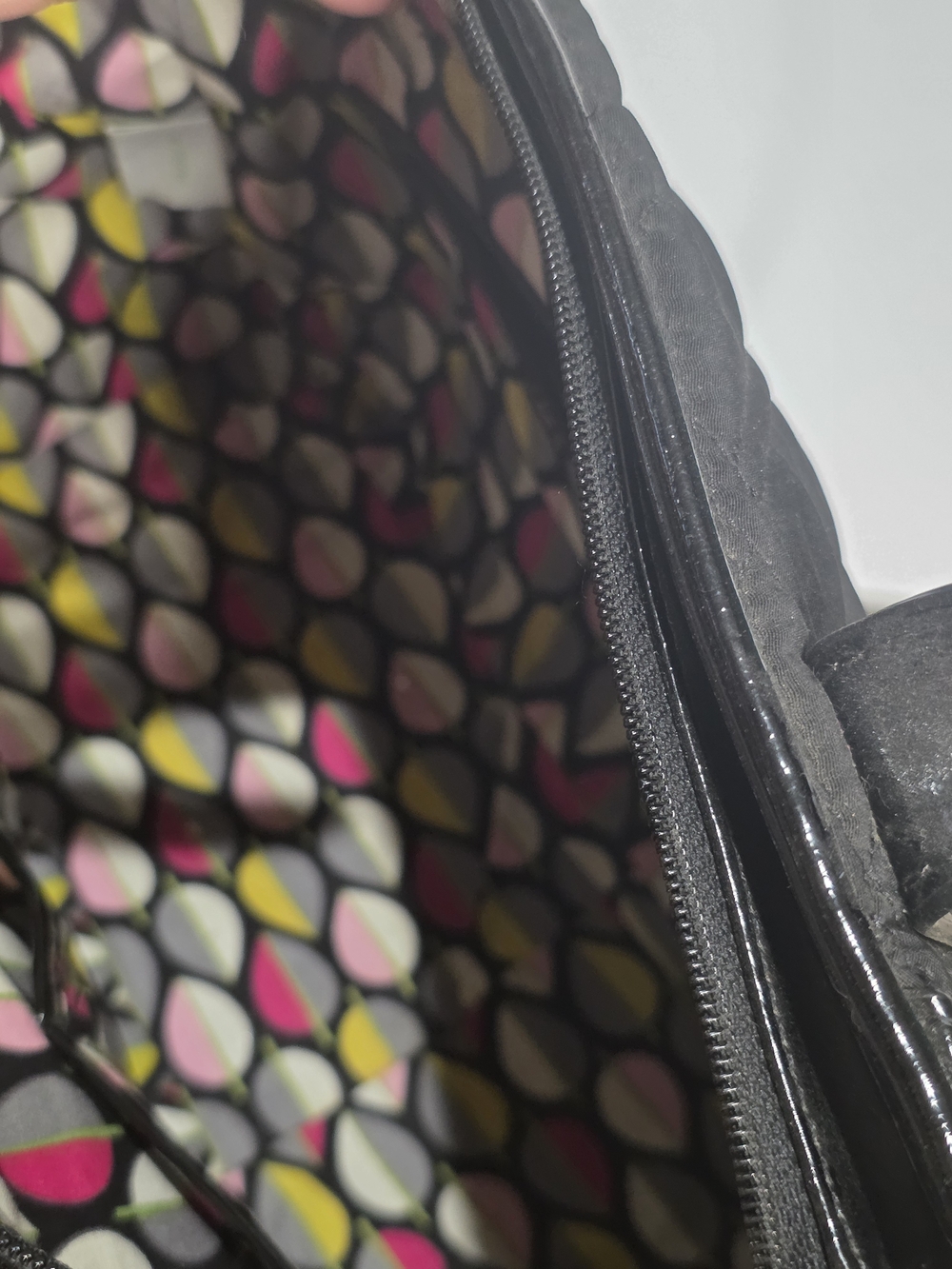 Vera Bradley Black Quilted Satchel with Patent Trim - Picture 7 of 11